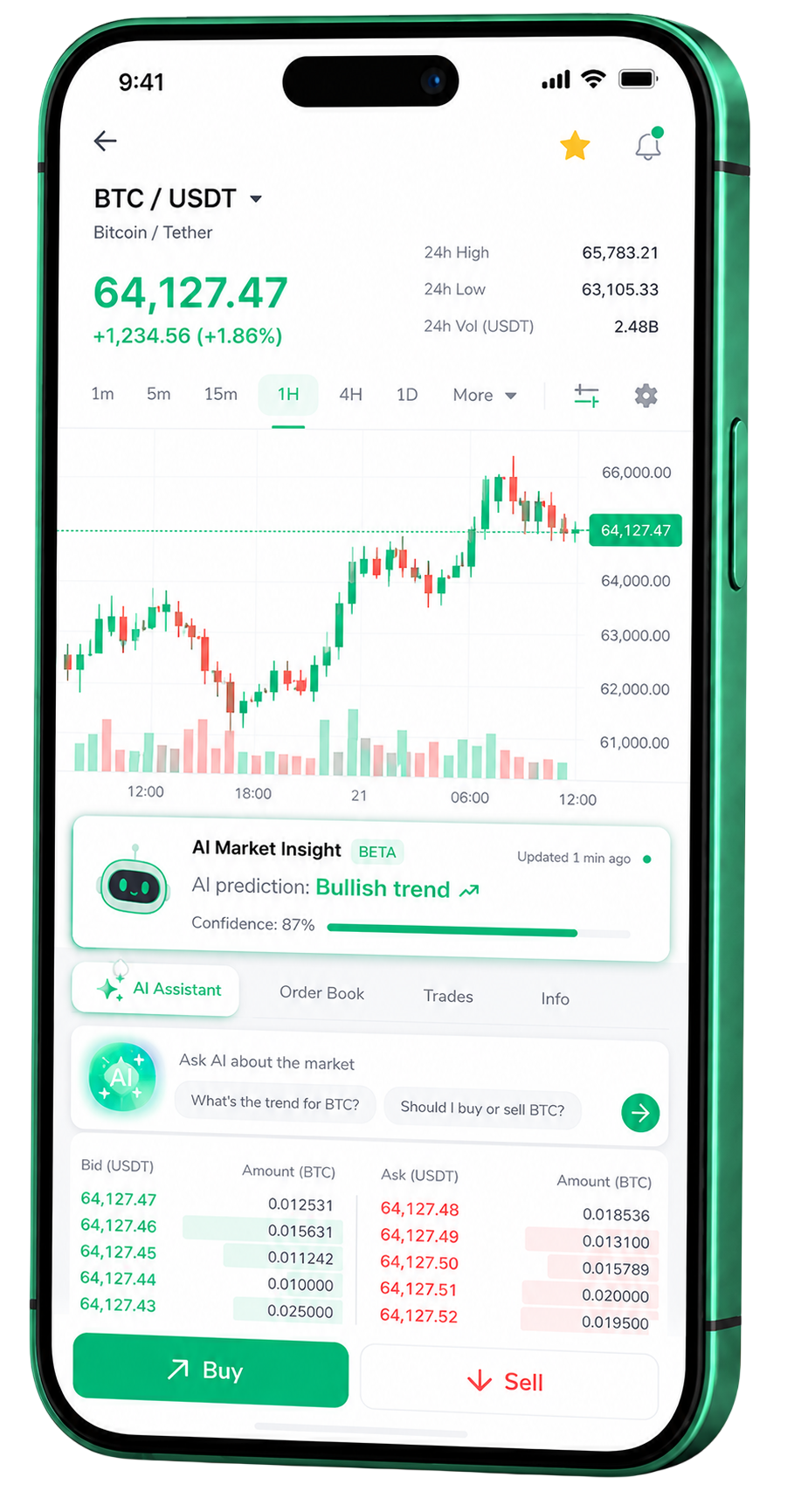 App mobile Sirio Patrimivo per il trading in esecuzione su uno smartphone